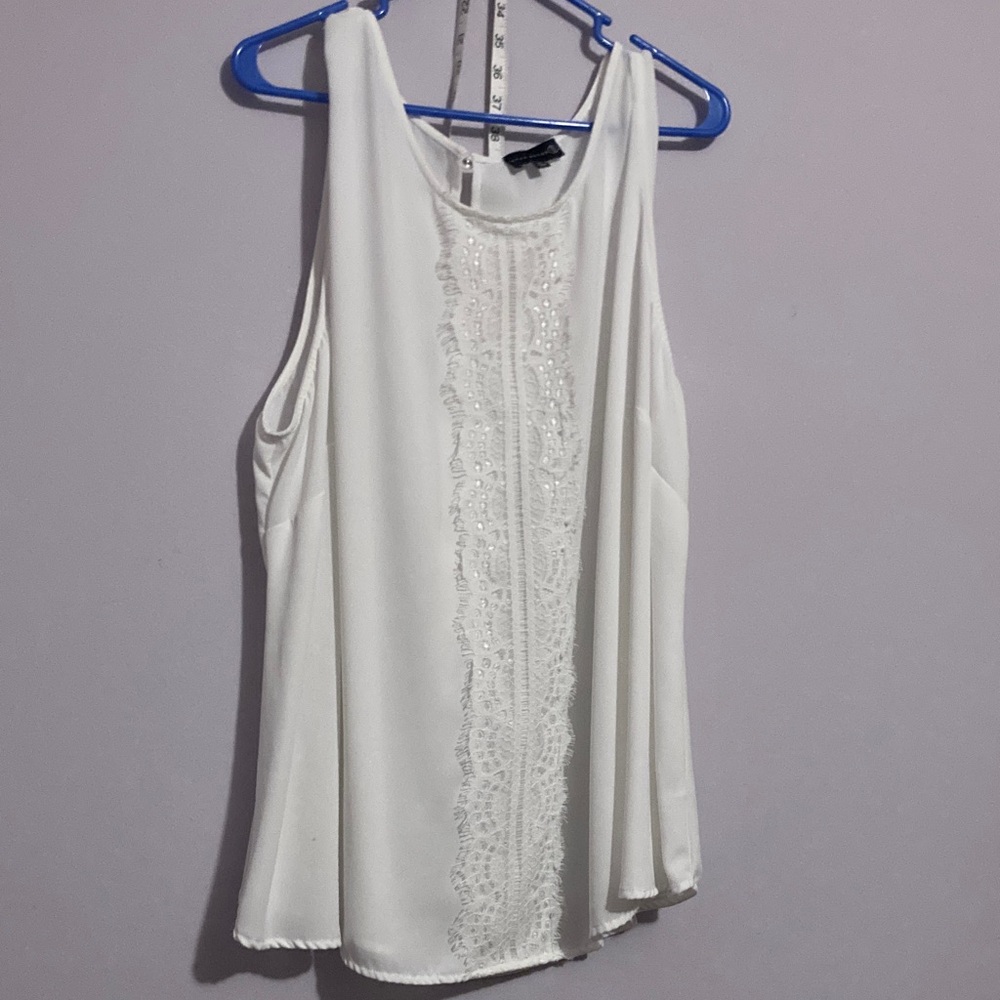 Chic White Lace-Trimmed Blouse